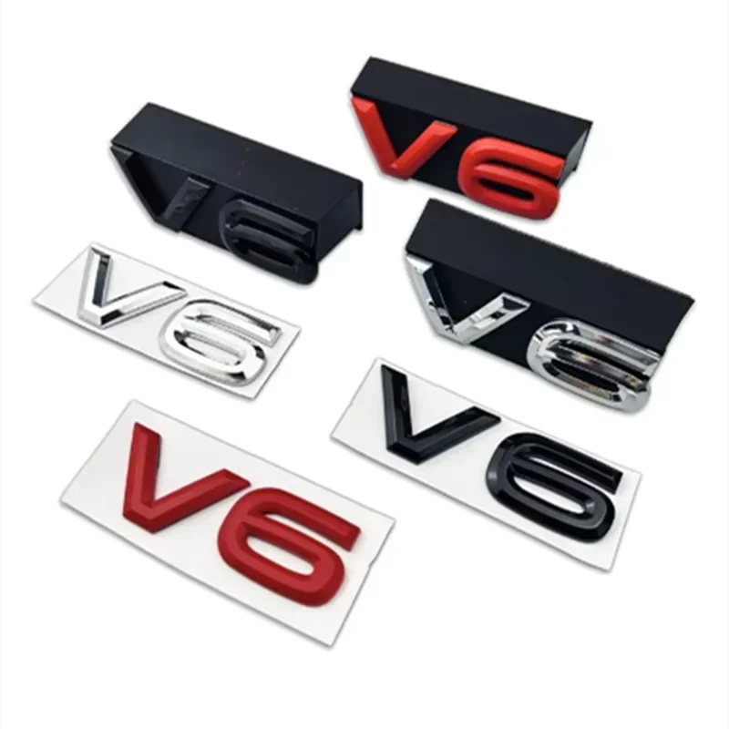 

ABS V6 Logo Car Front Grille Badge Rear Trunk Emblem Side Sticker for VW Passat Phaeton CC R32 R36 Touareg Teramont