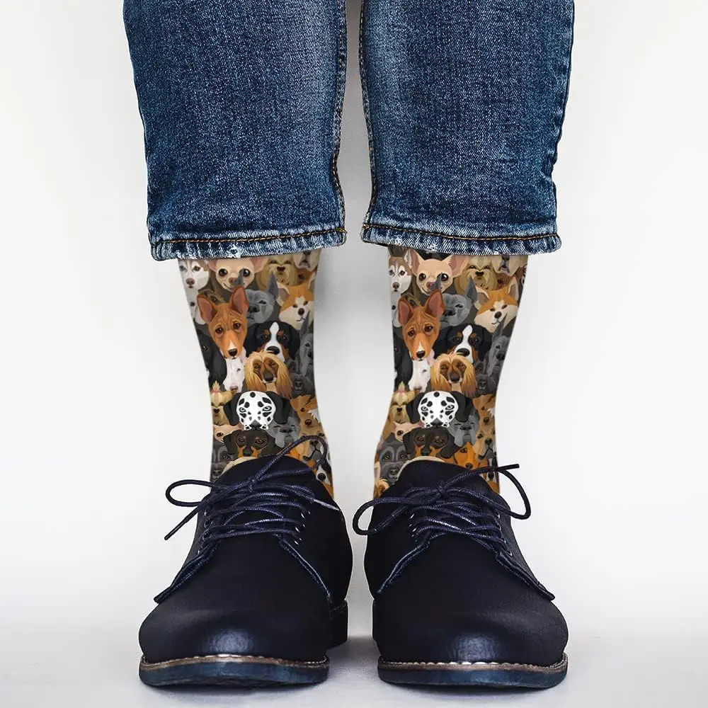 Lustige Socken, Cartoon-Tropen-Neuheit, lässige Crew-Socken, kontrastierendes Farbdesign für Damen und Herren, Geschenk, atmungsaktive, rutschfeste Sportsocken