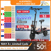 BOYUEDA S3 E-Scooter 6000W Dual Motor 60V 38Ah Lithium Battery Off-road 11-inch City Folding Electric Scooter