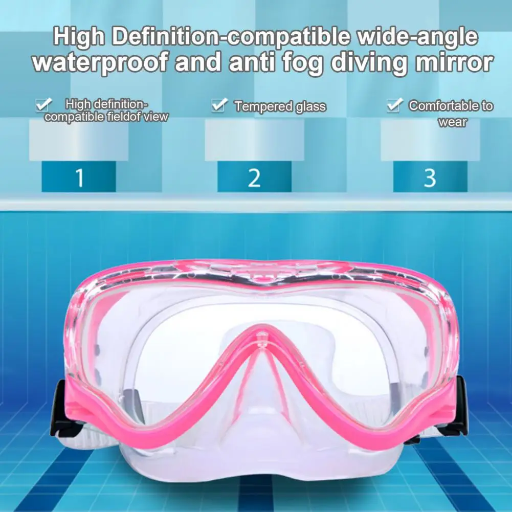 

Детские очки для плавания с чехлом для носа, регулируемая трубка для дайвинга, подушка для лица, противотуманные очки для плавания с широким обзором для детей Очки