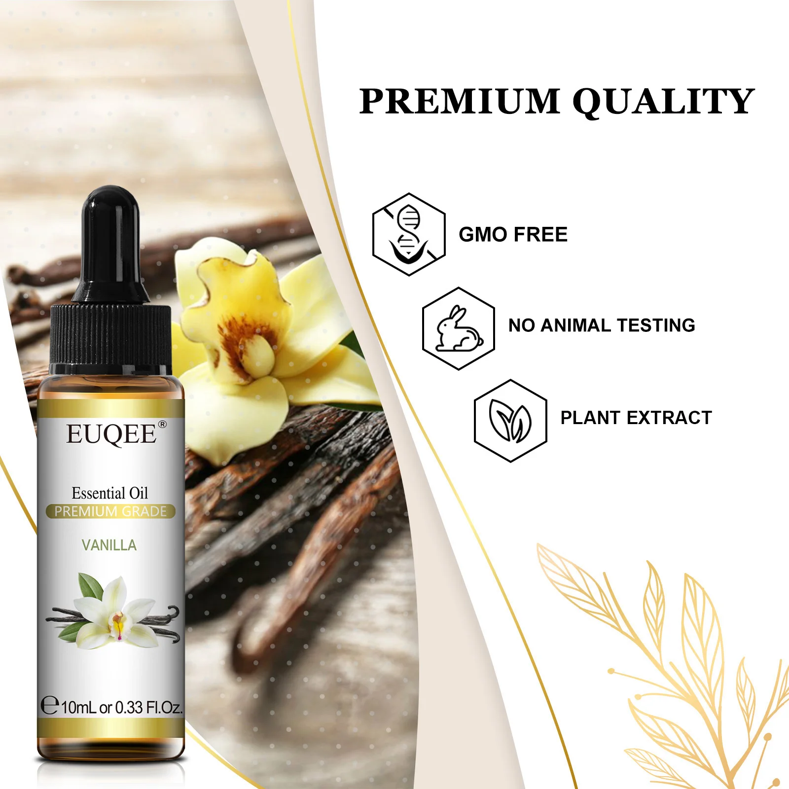 EUQEE 10ML Natural Vanilla Eucalyptus Spearmint Essential Oils For Humidifier Diffuser,DIY Soap,Skin Care, Candle Making,Massage