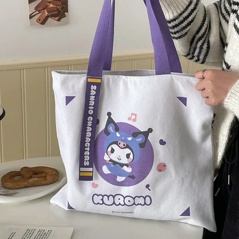 Sac à bandoulière en toile pour filles, sac à main étudiant dessin animé mignon, sac fourre-tout, Sanurgente Hello Kitty Kuromi, nouveau