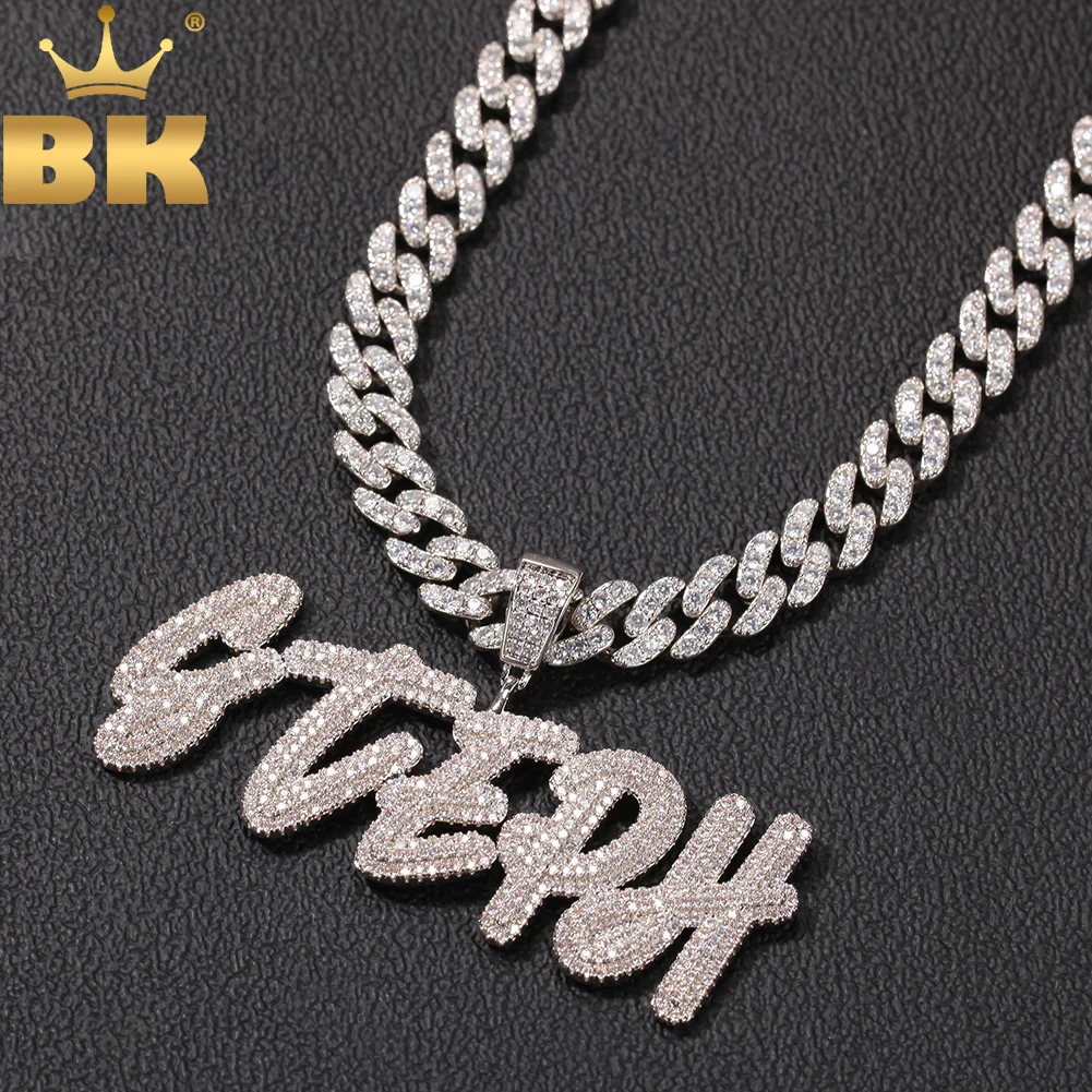 TBTK Customized Name Necklace Doulble Layer Curise Letters Pendant Ice Out 9mm Cuban Chain Necklace Best Gift Hiphop Jewelry