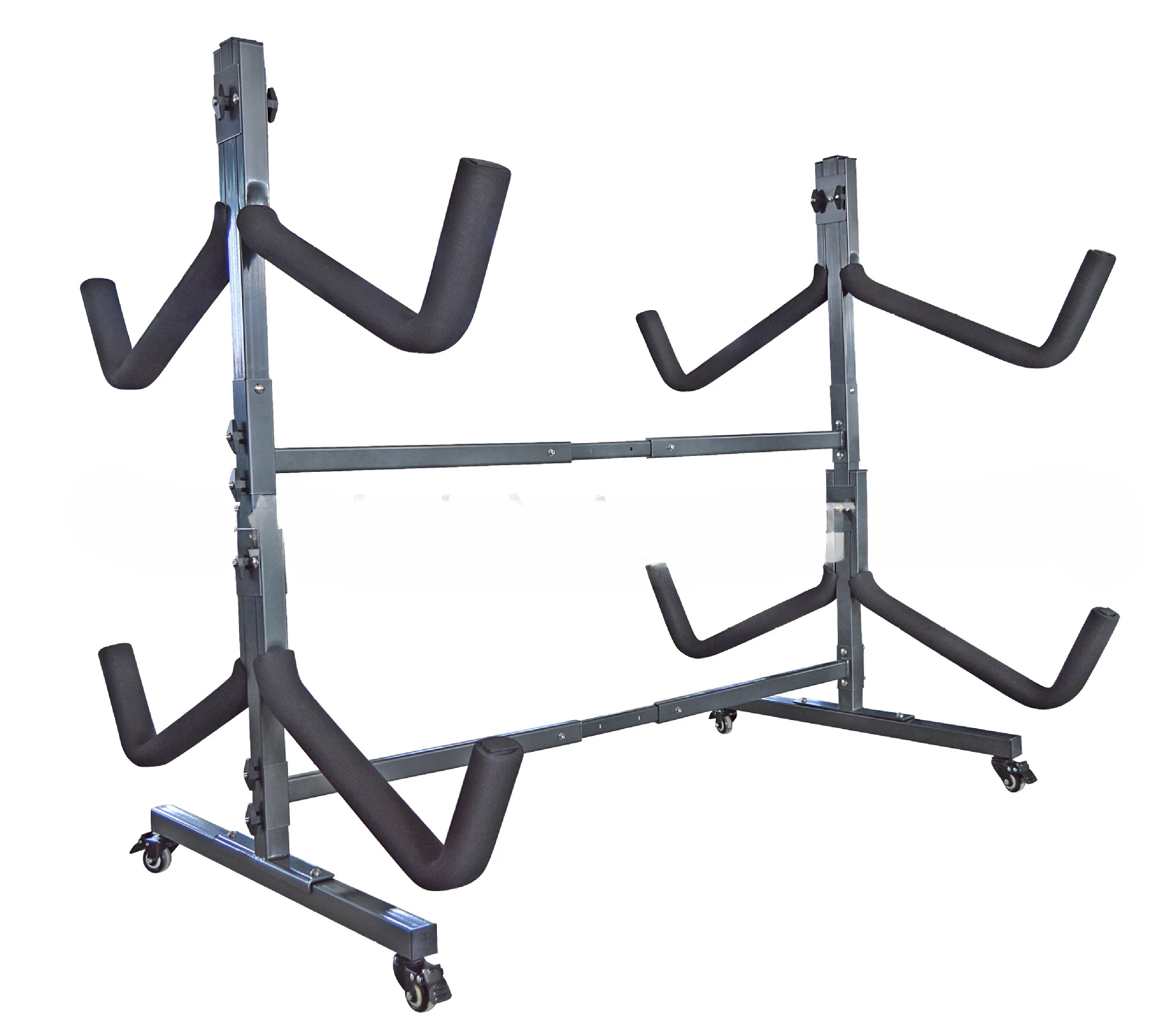 

Floor-mounted movable kayak frame, kayak display stand