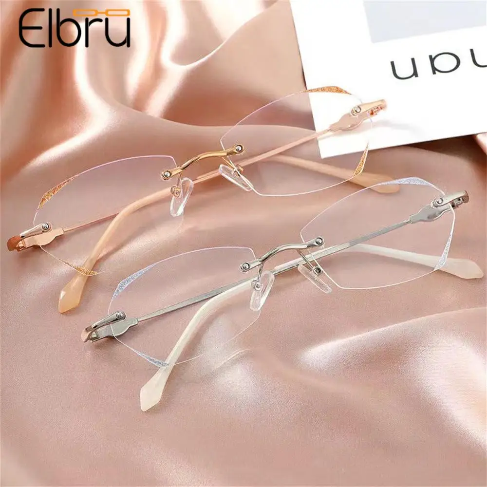 

Elbru 0+1+1.5+2+2.5+3+3.5+4 Anti Blue Light Reading Glasses Women Luxury Rimless Presbyopia Spectacles Unisex Optical Eyeglasses