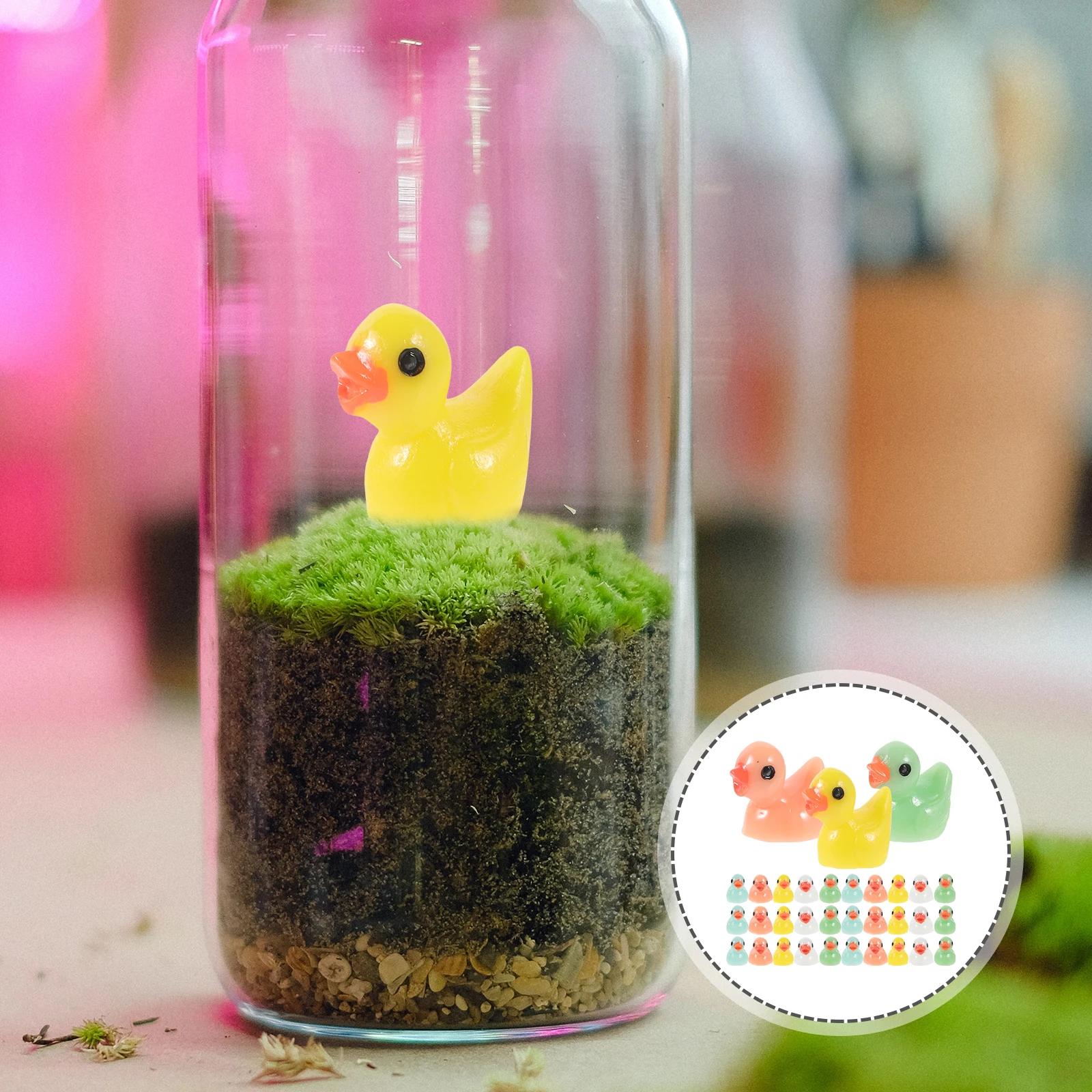 

50 Pcs Mini Duckling Ornament Ducks Figurines Miniature Resin Tiny Adorable Bulk Ornaments