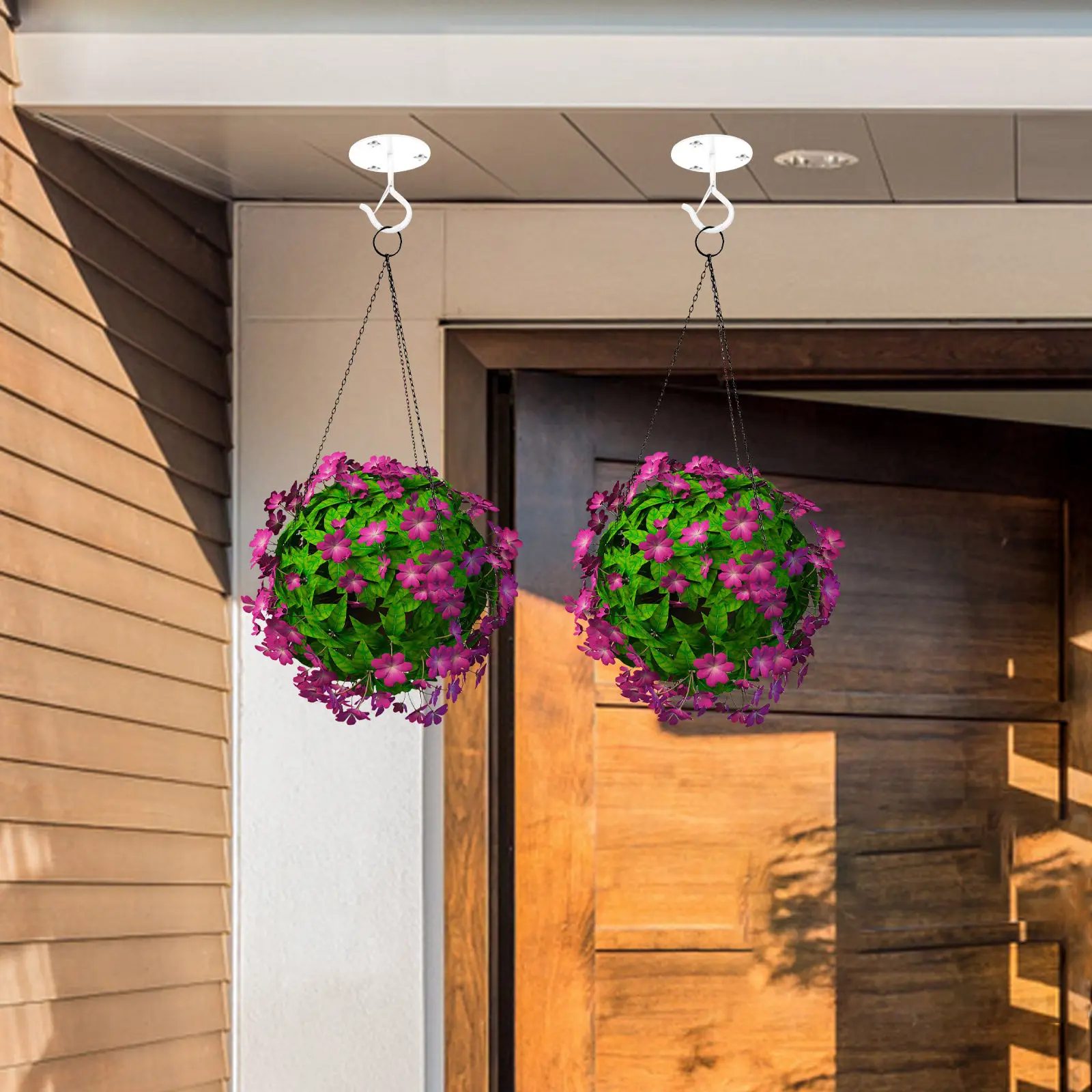2Pcs Iron Art Hanging Hooks Heavy Duty Metal Ceiling Hooks for Planter Basket Lanterns Garden Outdoor Indoor Basket Hanger