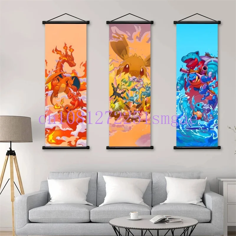 

Classic Canvas Wall Art Aesthetic Scroll Poster Pokemon Pikachu Home Room Painting Best Gift Hanging Gifts Cartoon Character