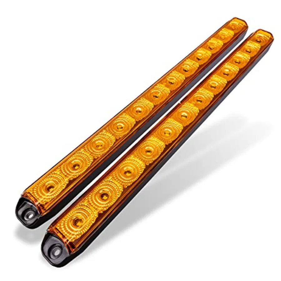 

TRUE MODS 16" 12 Amber LED Light Bar [Hazard + Sequential Turn Signal] [DOT FMVSS 108] [SAE I6P2] [IP67 Submersible] Running Si