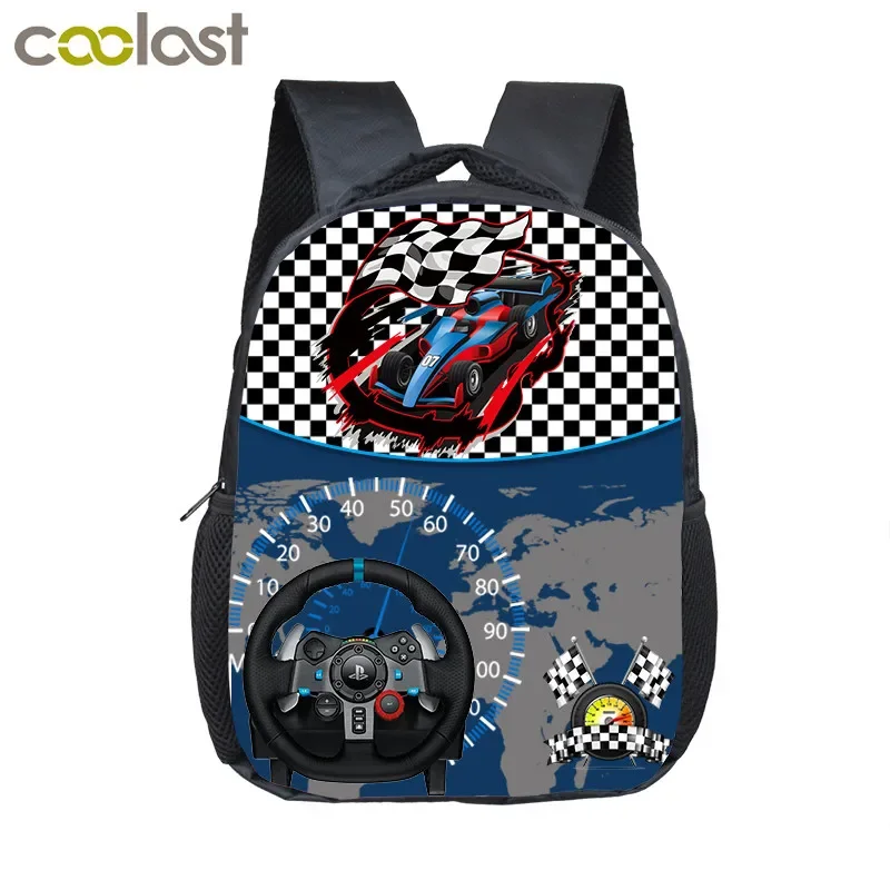 12 inch Kids Racing Car Small School Bags Child cartoon Backpacks Boys Girls Toddler Bags Children Bookbag Backpack Schoolbags