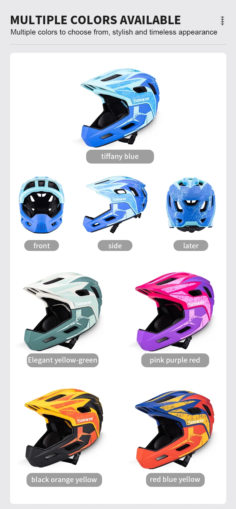 UMUSEEKER Kinder-Fahrrad-Vollgesichtshelm Cross-Country-Mountainbike-Schutzhelm Skateboard-Fahr-Schutzausrüstung – Detail 2