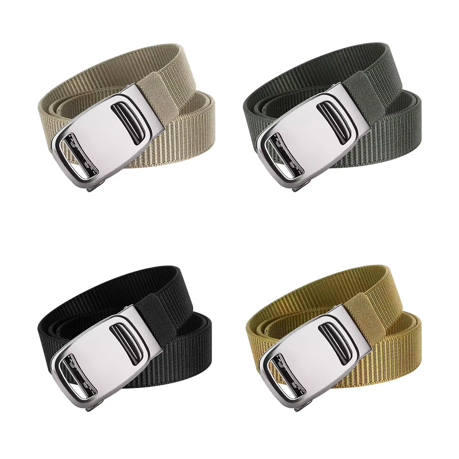 Adjustable Nylon Belt for Men Automatic Buckle Breathable Sweat Wicking Outdoor Trekking Casual Work Waist Support
