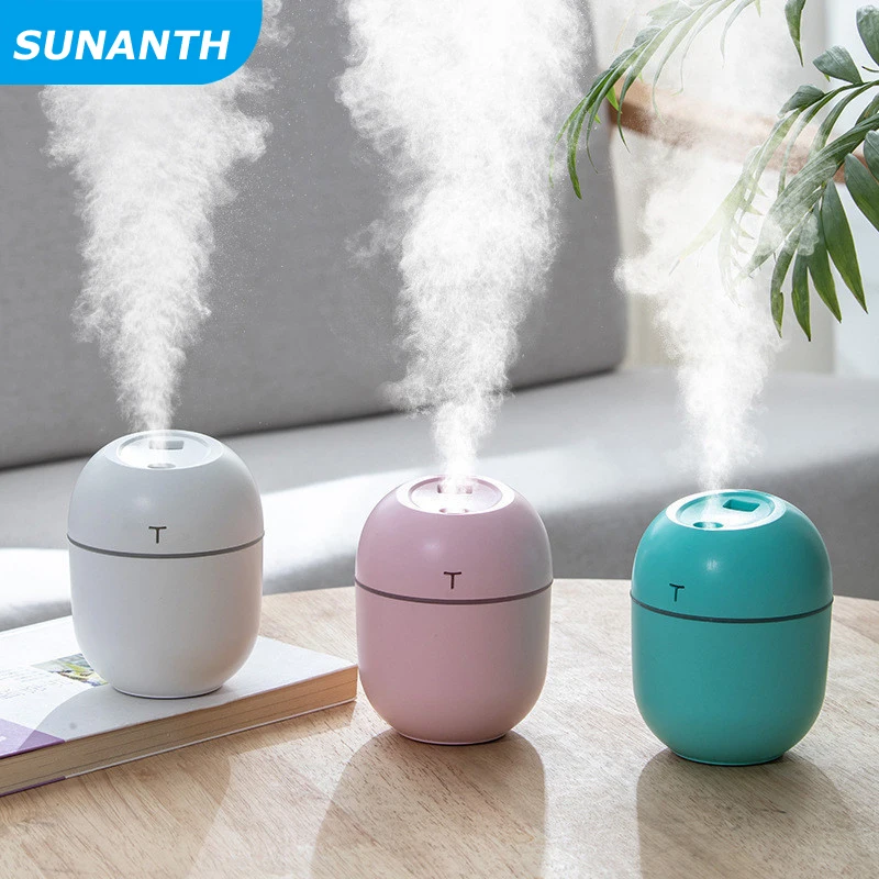 220Ml Mini Air Humidifier USB Aroma Essential ก้านปักน้ำมันหอมระเหยสำหรับรถบ้านเครื่องอัลตร้าโซนิคพ่นหมอกที่มีหลอดไฟ LED กลางคืน Diffuser