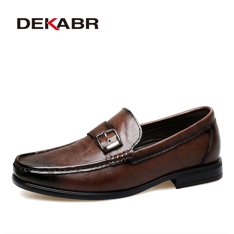 

DEKABR Men’s Spring Summer Business Loafers Comfortable Soft Leather Casual Shoes Non Slip Breathable Driving Shoes
