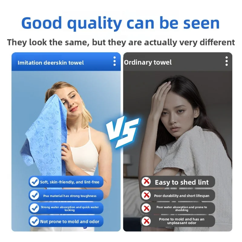 

Imitated Deer-skin Print Towel, Super Water Absorbent for Quick Hair and Body Drying, Fast-drying for Sports and Swimming, Home