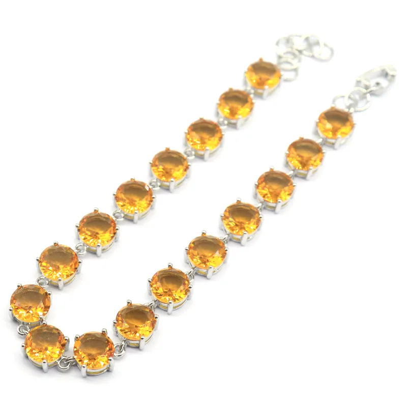 Buy 6 Get 1 Free 12x8mm 15.8g Pink Kunzite Rhodolite Garnet Blue Sapphire Golden Citrine Silver Bracelet Length 6-8