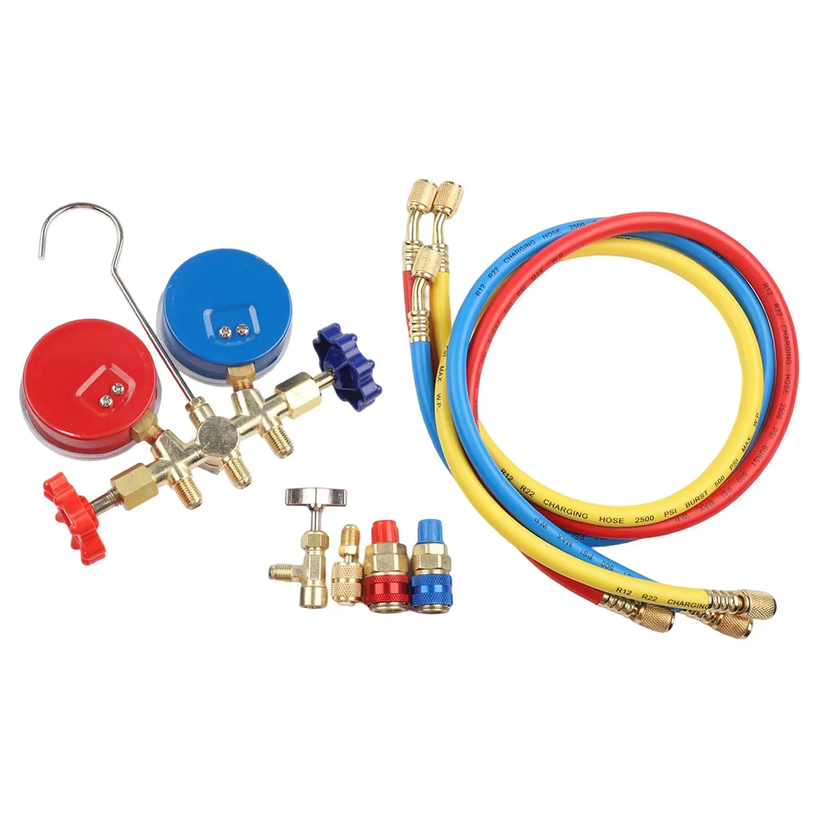 Manifold Gauge Kit Brass With 3 Hoses For R410A R404A R134A Air Conditioning Refrigeration Charging Testing Tool Automotive HVAC