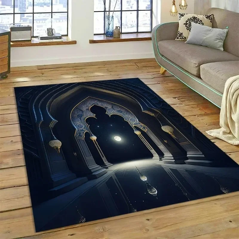 Muslim Islam Prayer Carpet for Living Room Decoration Rugs Home Sofa Coffee Table  Non-slip Bedroom Bedside Floor Mat Washable