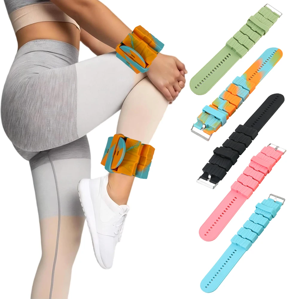 1 Paar verstellbare Knöchel- und Handgelenkgewichte für Damen und Herren (je 495 g), gewichtete Silikonarmreifen für Arm, Bein, Gehen, Fitness