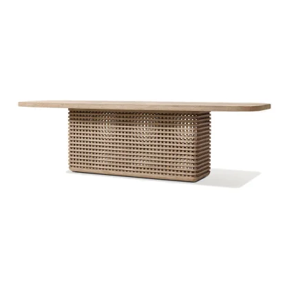 High-grade waterproof teak wood sofa dining table modern outdoor design for park courtyard villa farmhouse use