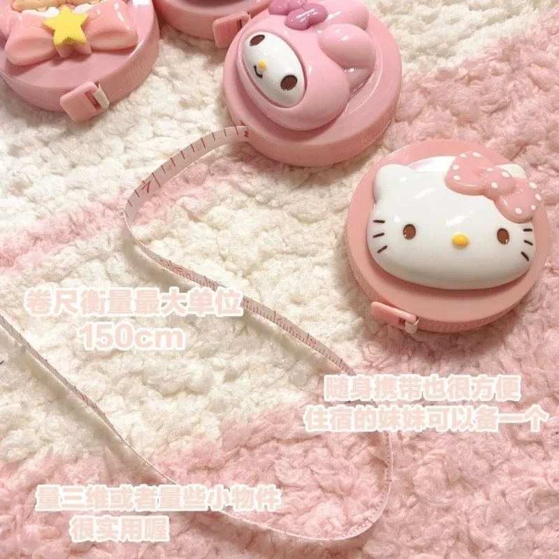 Hello Kitty Cute cartoon DIY portable small tape measure soft ruler clothes waist circumference telescopic ruler anime figure