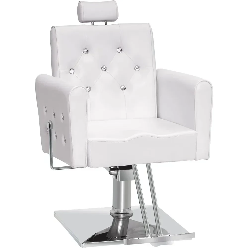 

Classic Barber Chair With 330 Lbs Hydraulic Pump All Purpose Reclining Salon Chair for Hair Stylist Salon&Spa Equipment (White)