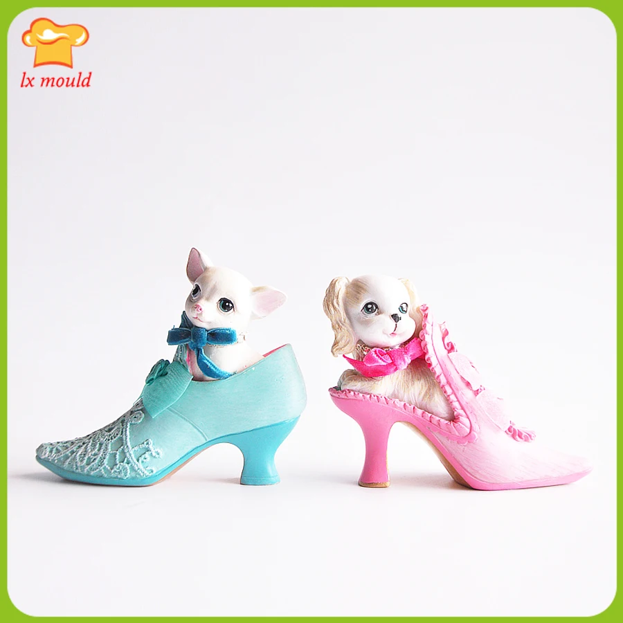 3D Silicone Chocolate Mold High Heels Dog Shape for Birthday Cake Decorations Pet Animal Baking Sugarcraft Icing Topper Candy