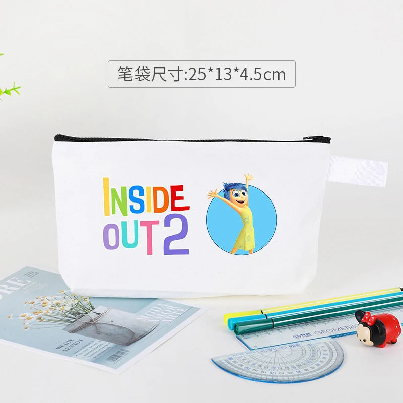 Disney Inside Out 2 Cosmetic Bag Anime Cartoon Printed Pencil Pouch Portable Kawaii Storage Bag Cute Handbag Back To School Gift