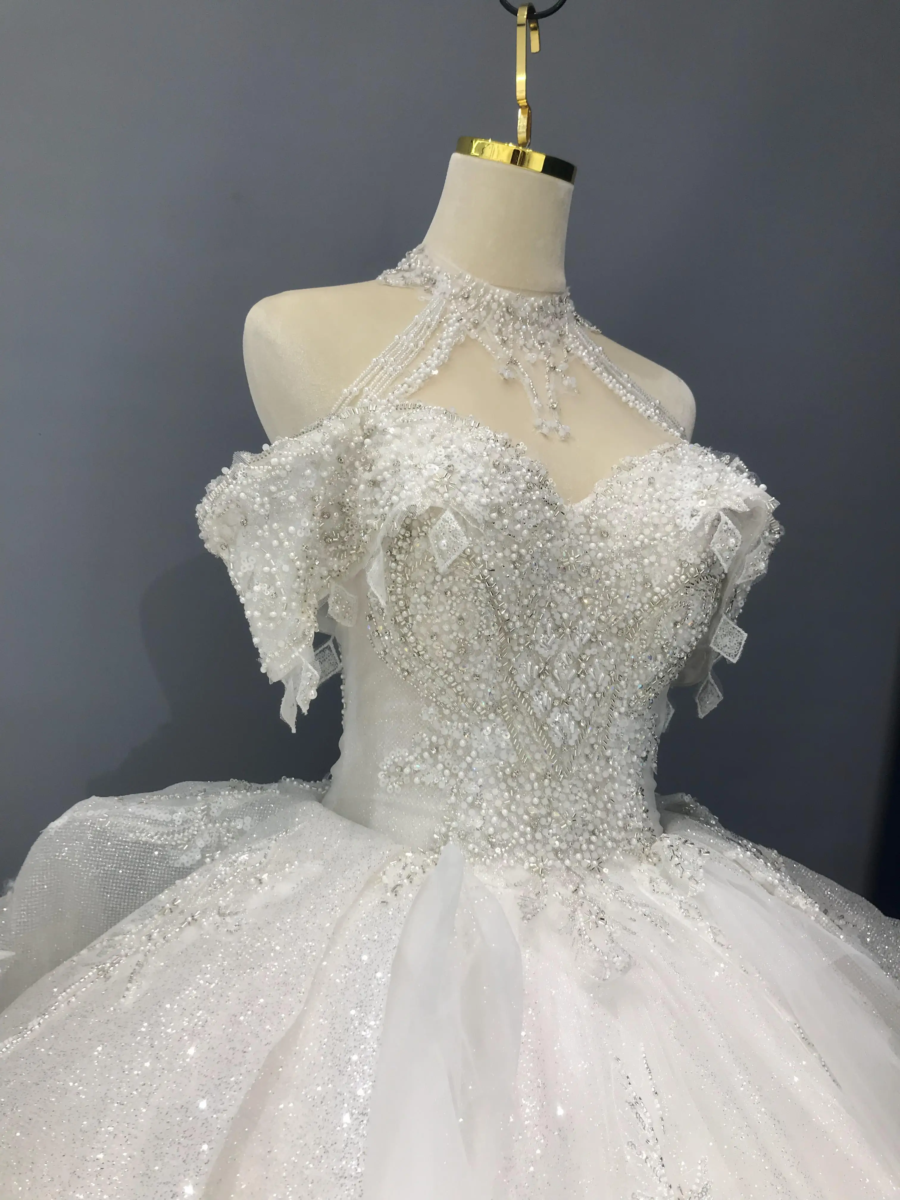 Kisswhite-vestidos de noiva princesa para noiva, coleção Xlove, halter trabalho real, vestido disponível, videochamada, vestido