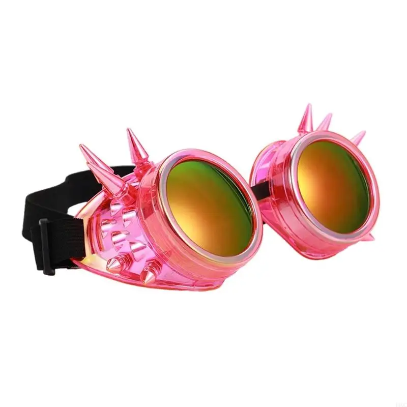 2025 Nuovi occhiali a vapore fluorescenti a più colori rivetti design gotico Maschera per viso regolabile leggera per adulti per