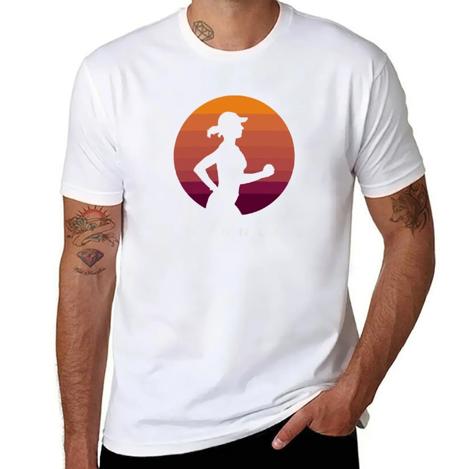 

Retro Vintage Style Runner Shirt / Top / Art Design T-Shirt Fashion Casual Short Sleeve T-Shirt