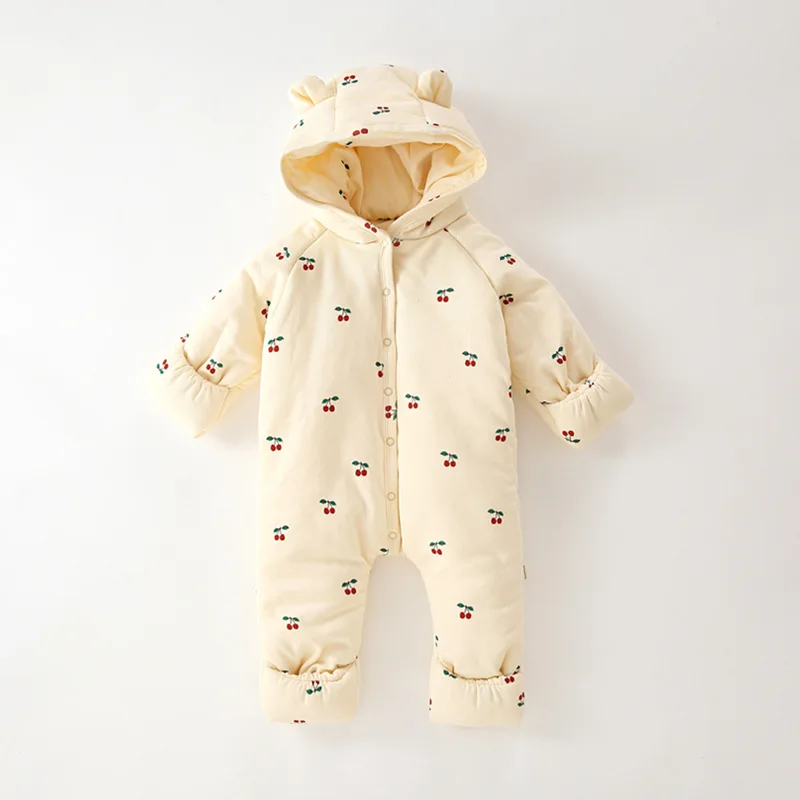 New Winter Warmth and thickening Three-layer Cotton Sandwich Baby Jumpsuit Climbing Suit Girls Boys Autumn Winter Clothing