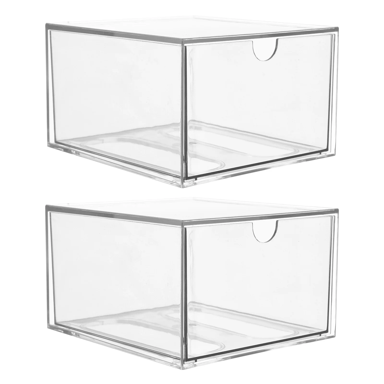 2 قطعة من أدراج تخزين المكياج القابلة للتكديس من الأكريليك الشفاف لمنظمات الغرور والحمام والمطبخ والكونترتوب والعناية بالبشرة #1