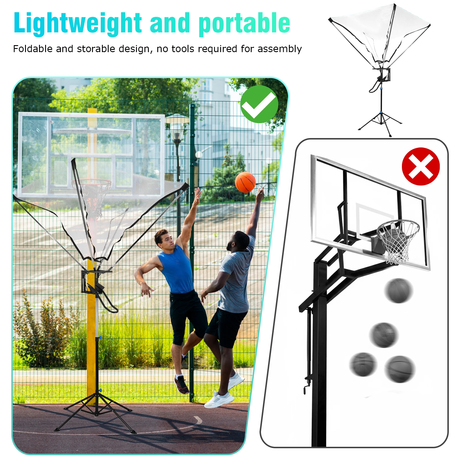 

Basketball Shooting Machine with 180° Rotating Track Easy Assembly with Net Return System Suitable for Indoor & Outdoor Use