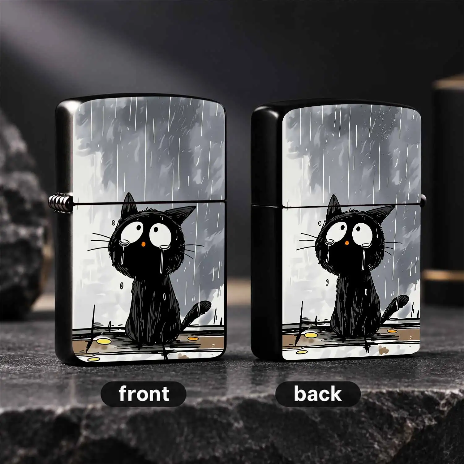 Cute Cryingin Rain Creative Lighter, FunPattern Portable Igniter, Cozy Healing Daily Use Item, Ideal for All Scenes Gifting Personal Use, Exquisite Printed Adorable Small Decor, Unique Whimsy Accessory With Charming Rain A Humorous And Inte