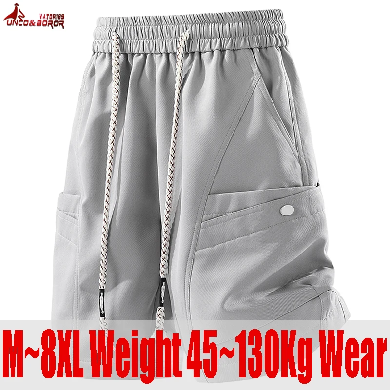 

Мужские летние шорты карго больших размеров 7XL 8XL, повседневные, свободного кроя, в ретро-стиле, с пятью карманами, однотонные, с множеством карманов.
