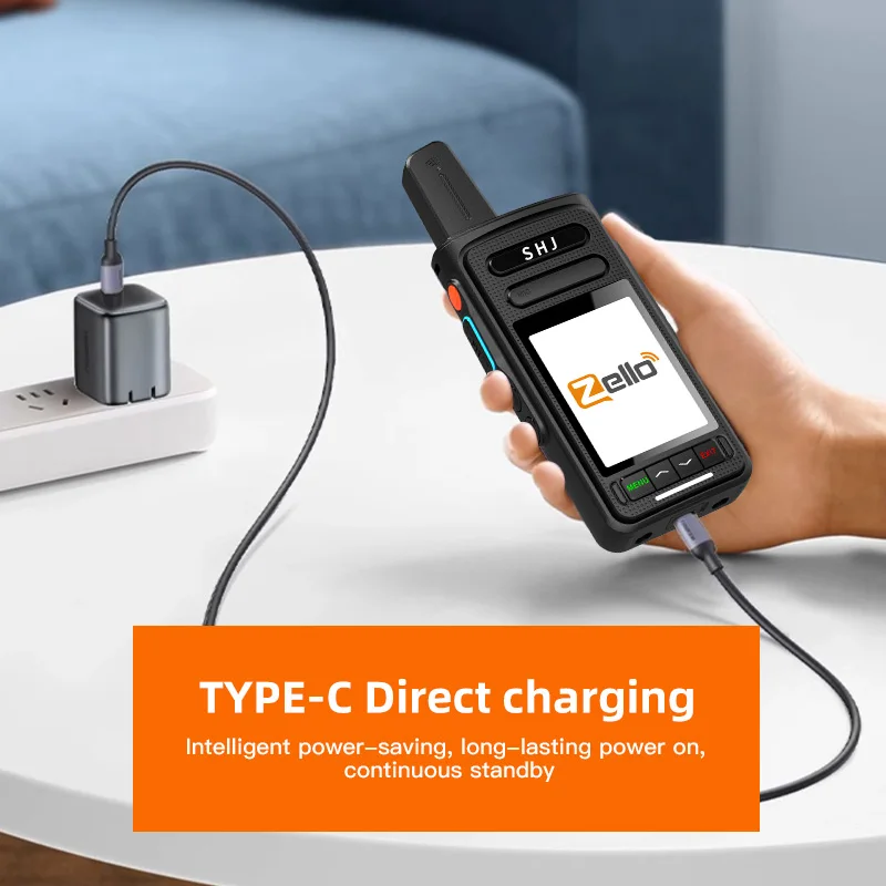 Zello POC無線機 2.4インチ Android 8.1 スマートウォーキートーキー、4G SIM/WiFi対応、100マイルの長距離通信、Bluetoothハンドヘルド無線機