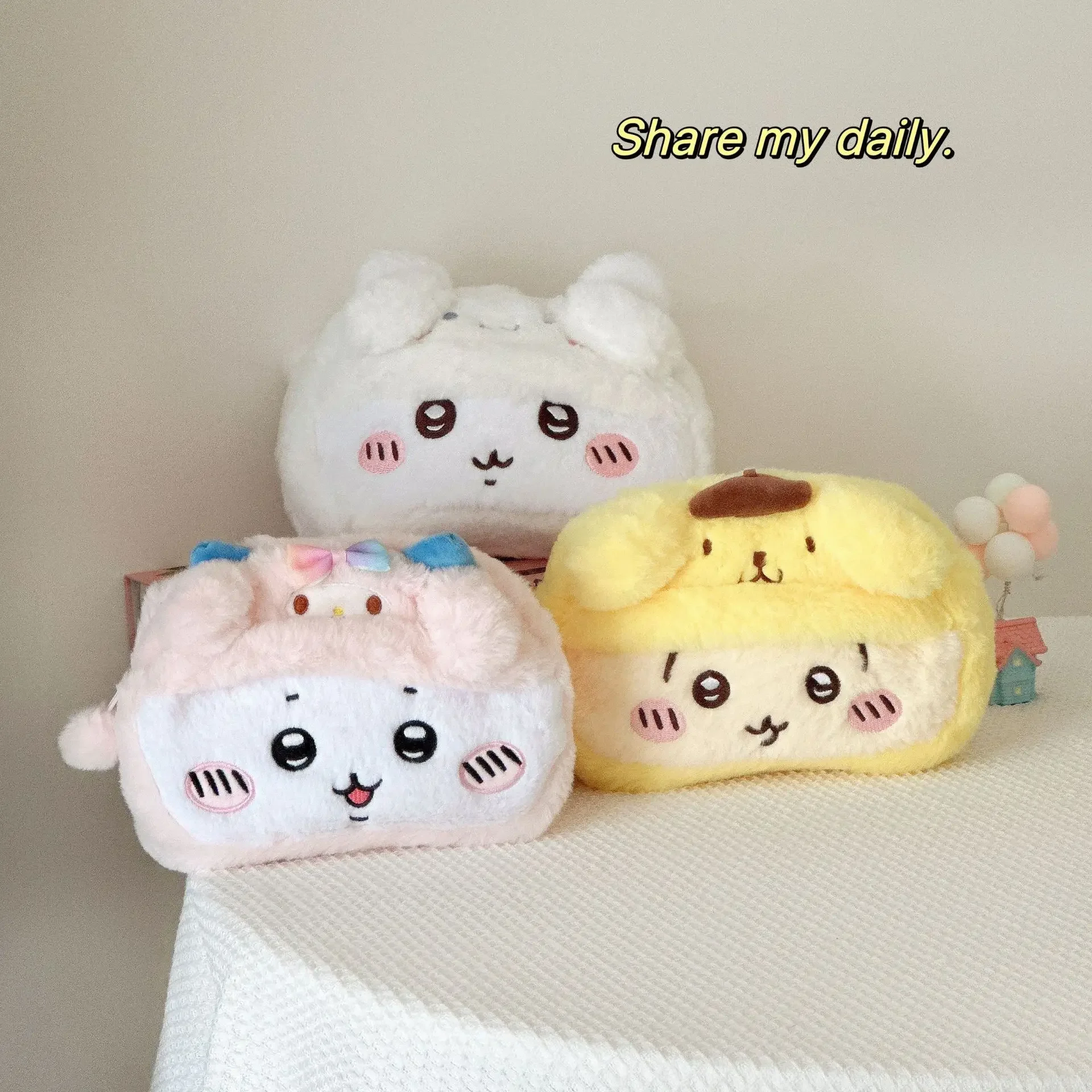 Chiikawa Pencil Case Ins Style Cute Plush Bag for Teenage Students Holding Makeup Bag Zipper Pen Bag Children's Gift Girl Gift