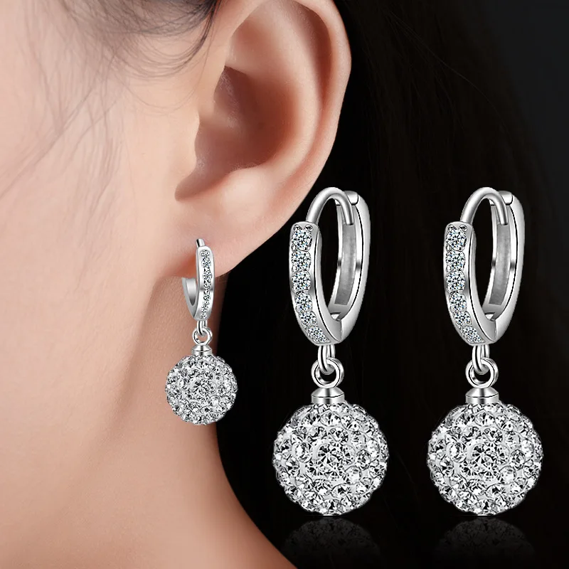 New Arrival Hot Sell Fashion Shambhala Crystal 925 Silver Needle Ladies Stud Earrings Female Jewelry Wholesale Gift