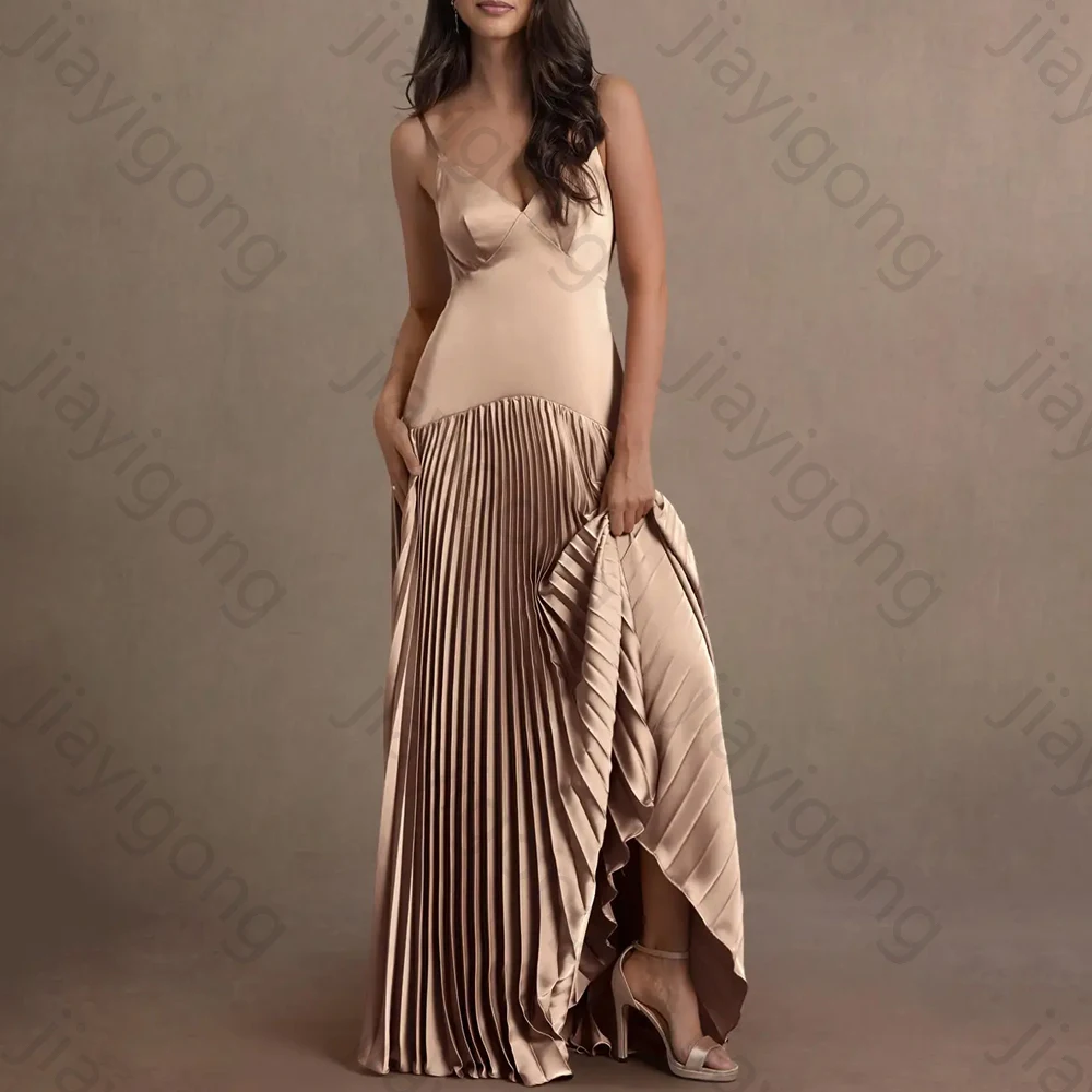 

Сексуальные вечерние платья на тонких бретельках, элегантное драпированное платье без рукавов с открытой спиной, изысканные платья высокого качества для выпускного вечера по индивидуальному заказу