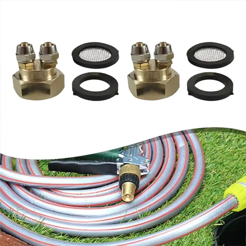 DTA4-2 Set 3/4 GHT Female To 1/4 Double Barb Adapter Garden Hose Barb Connector For Drip Irrigation Tubing Hose Pipe