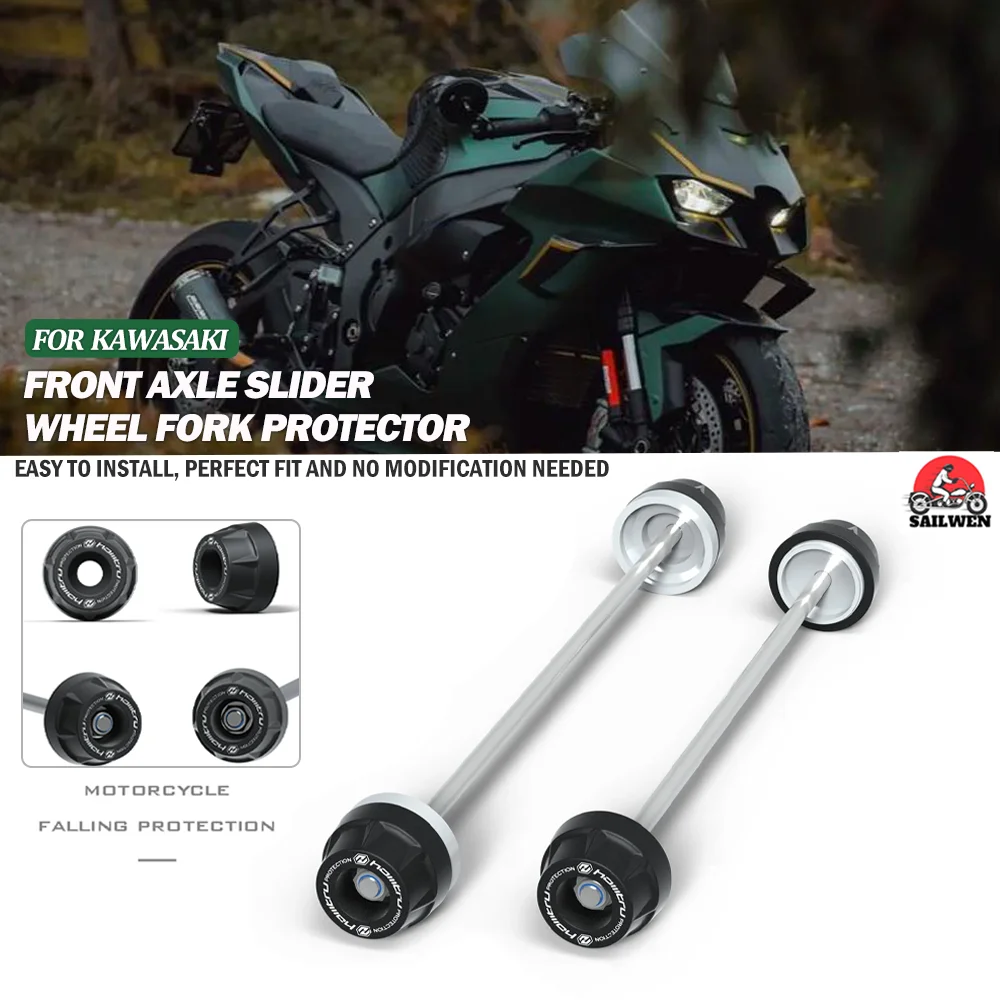 

new For Kawasaki Ninja ZX-10R ZX-10RR ZX-10R SE 2016-2026 Front Rear wheel Spindle Crash Protection
