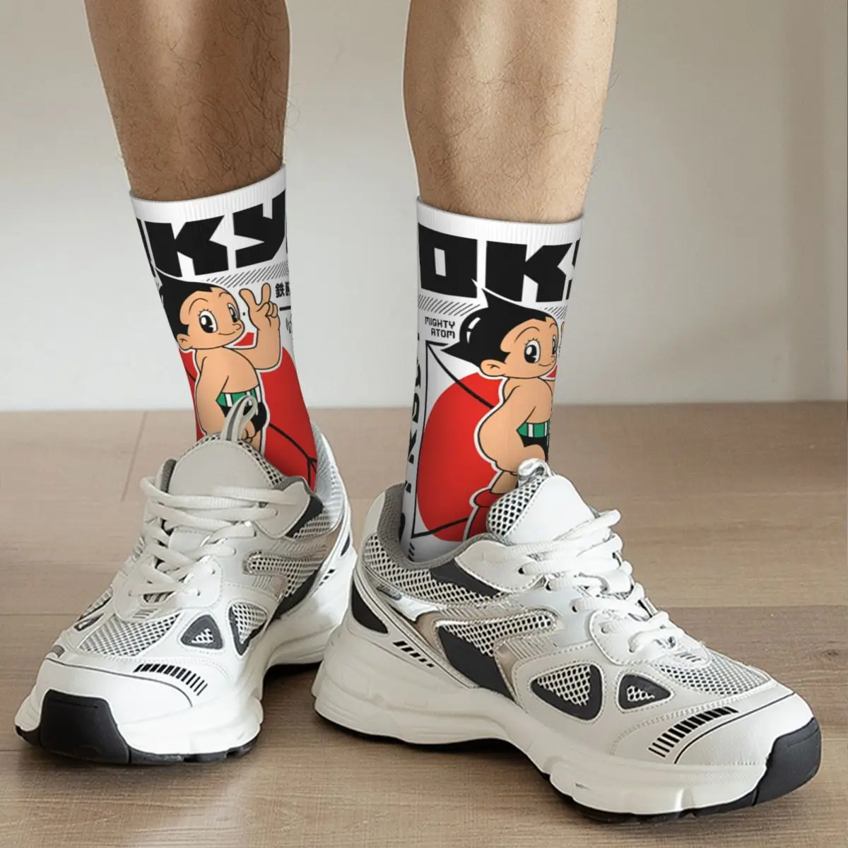 Hip-hop Astroboy Astro Boy Atom desain kaus kaki hangat produk semua musim kartun Anime kaus kaki panjang lucu bernapas