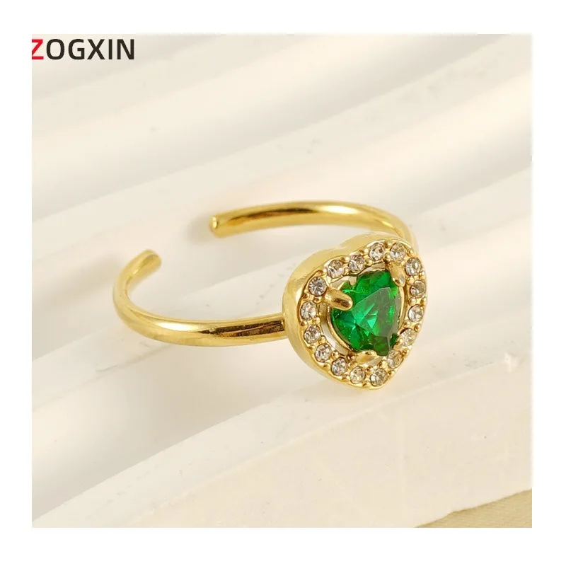 

New Gold Zircon Ring Women's Fashion Niche Light Luxury High-end Opening Titanium Steel Ring