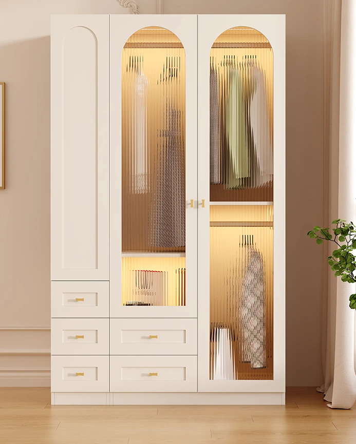 

Cream Style Wardrobe Combination Household Bedroom Storage Multifunctional Storage Cabinet