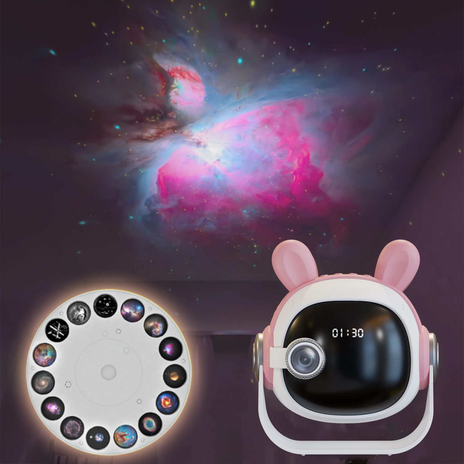 Bluetooth Cute Rabbit HD Projector Lamp, Starry Sky Night Light,Built-in Bluetooth, Supports Music Playback