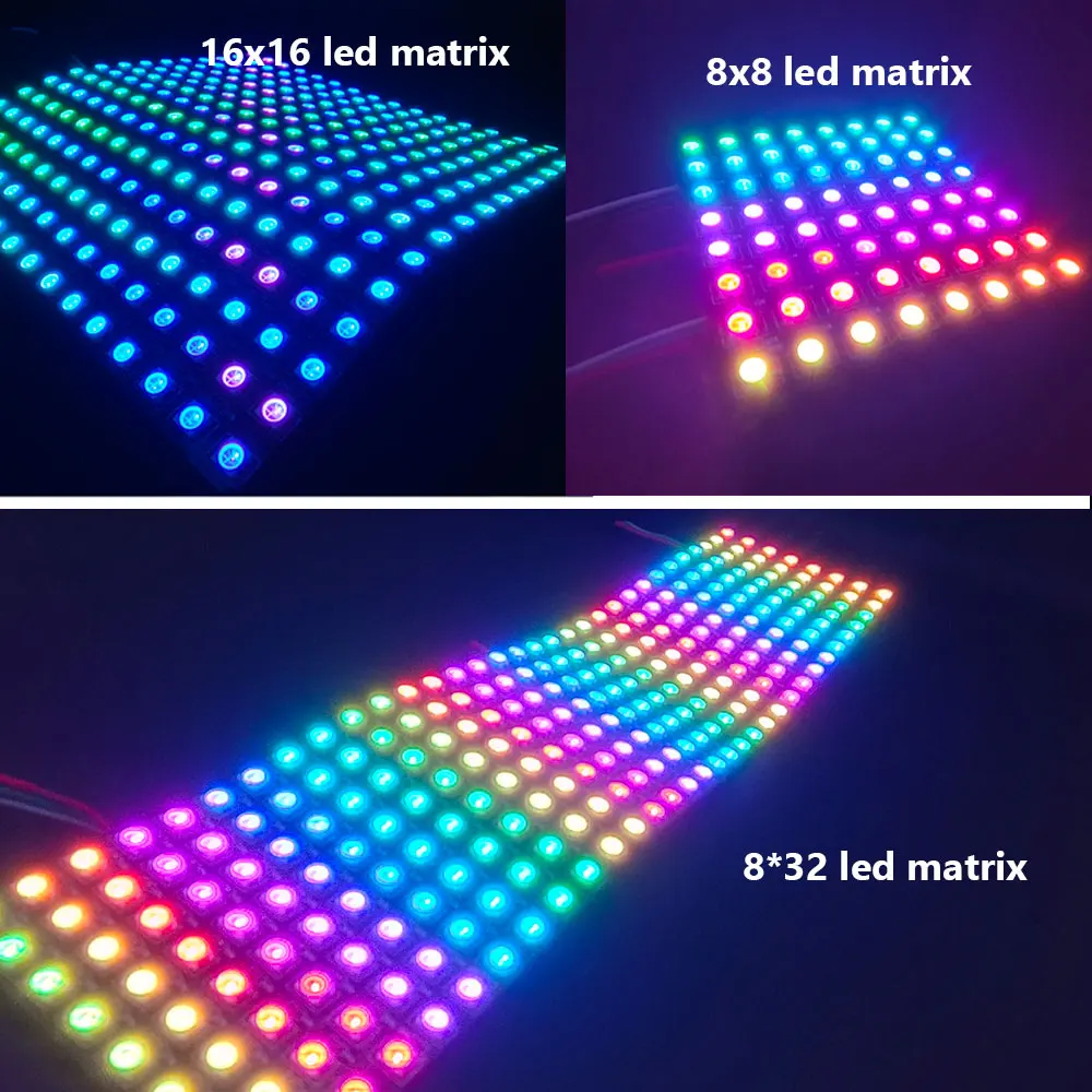 Imagem -05 - Led Matriz Pixel Tela Smd 5050 Rgb Ws2812 ic Individualmente Endereçável Digital Módulo Led Flexível Peças Peças Ws2812b 16x16