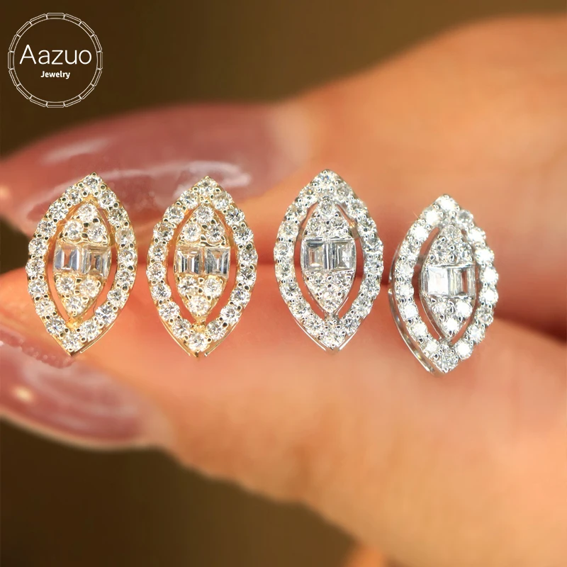 

Aazuo Luxury Jewelry 18K White Gold Yellow Gold Real Diamonds Jewelry Set Horse Eye Earring Gifted For Women Engagement Party