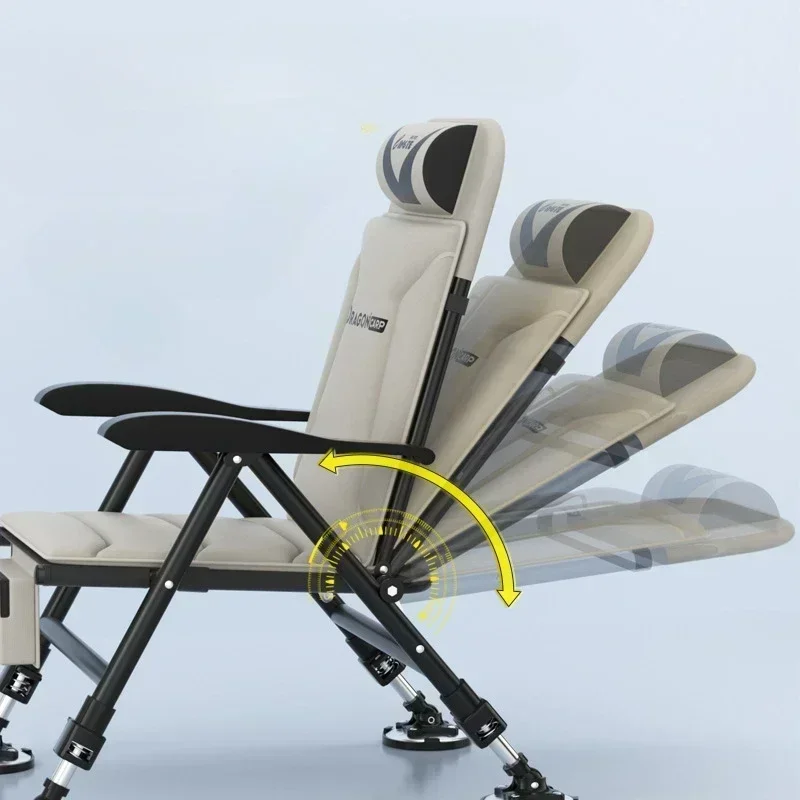 All Terrain Multifunctional Reclining ยุโรปสไตล์เก้าอี้ตกปลากว้างขึ้นและหนาพับเก้าอี้ตกปลาแบบพกพา