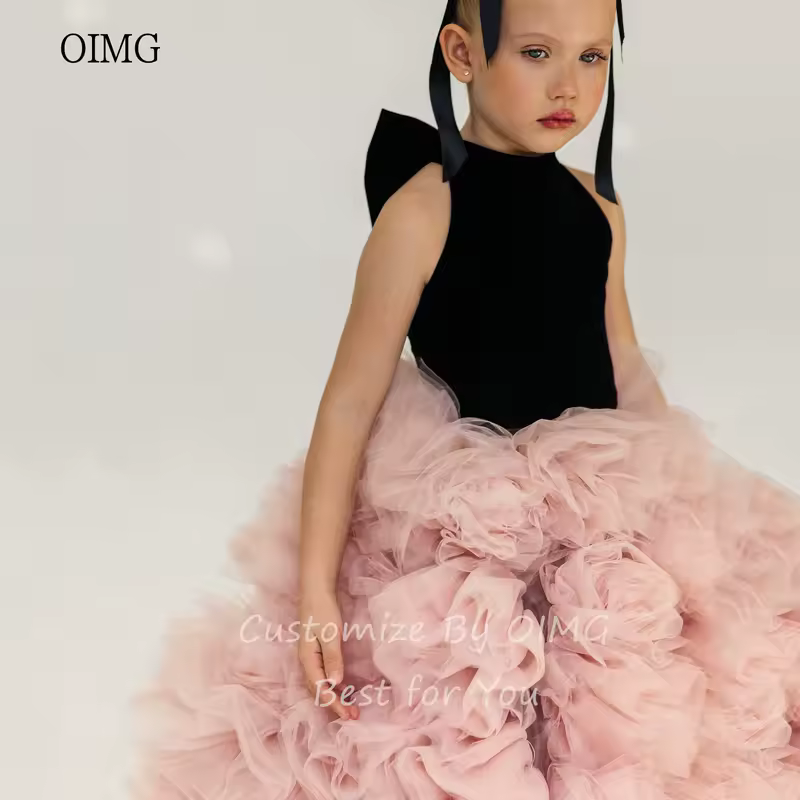 OIMG Luxury Ball Flower Girl Dresses High Neck Gown Wedding Party Dress Flowers Floor Length Princess Birthday Dress Customized - Image 4